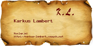 Karkus Lambert névjegykártya